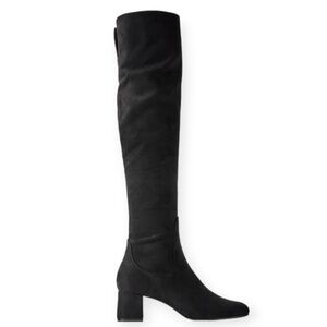 Zara Ultra High Black Clock Heel Knee High Boot US 5